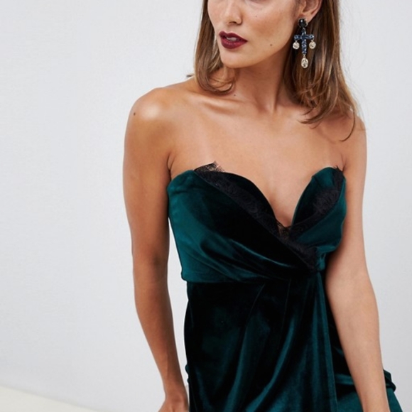 velvet midi dress in green